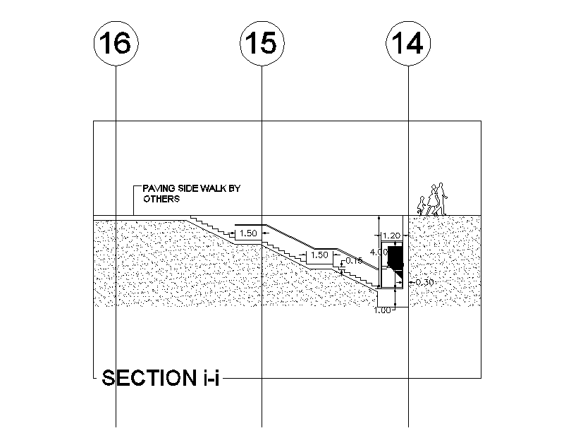 Foundation Section Detail in 2D AutoCAD DWG Drawing