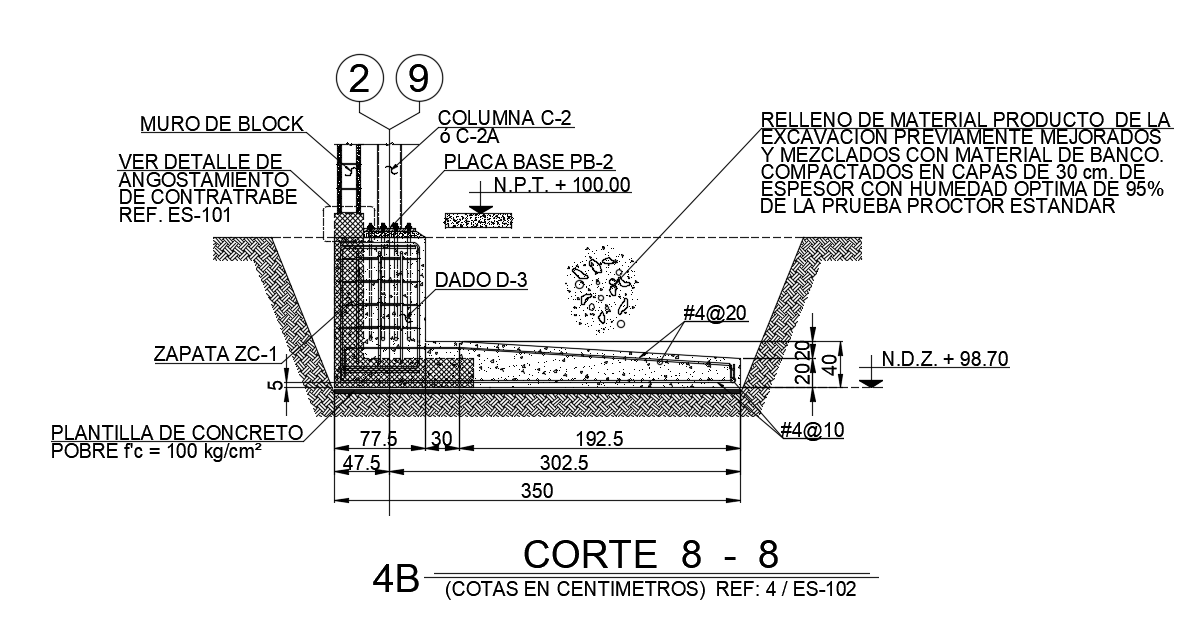 Foundation section view is given in this Autocad drawing file.Download now.