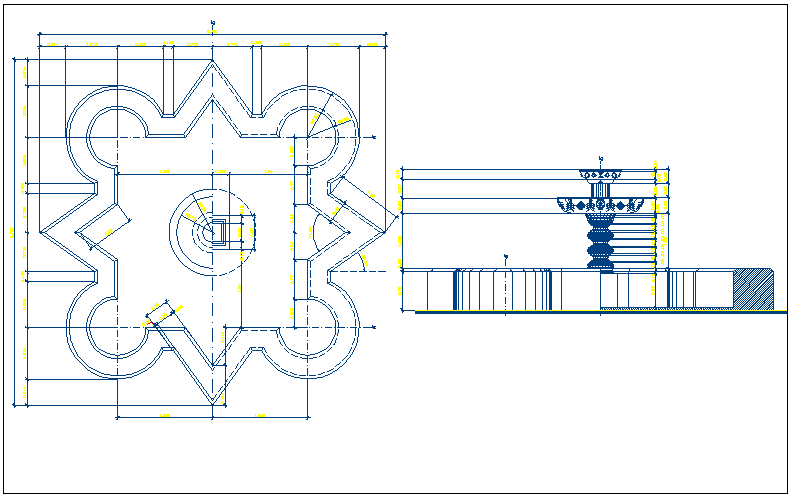 Fountain of garden architecture project dwg file