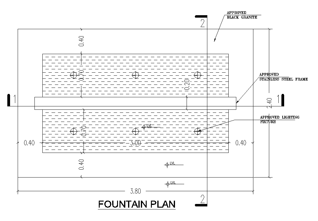 Fountain Wall Top View CAD Drawing AutoCAD File DWG Layout Design