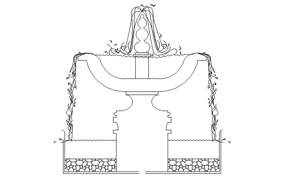 Fountain elevation details in AutoCAD, dwg file.