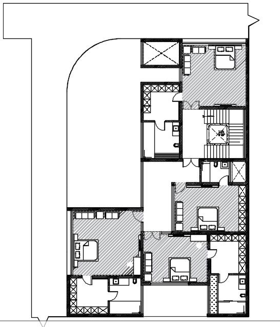 Four Bedrooms Huge Bungalow Architectural Planning DWG File