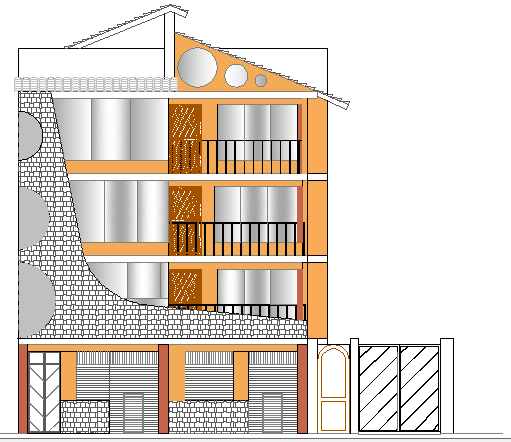 Four Floor House Architecture Design and Elevation dwg file