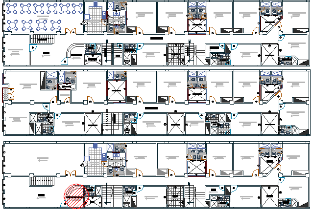 Four Flooring Five Star Hotel Structure Layout dwg file
