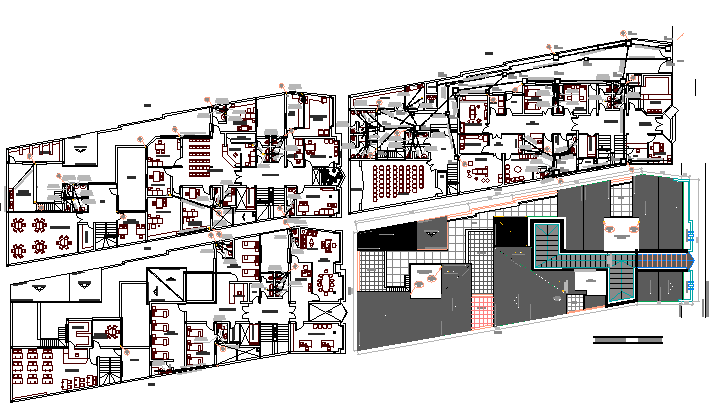 Four Flooring Hospital Project Floor Plan Details dwg file