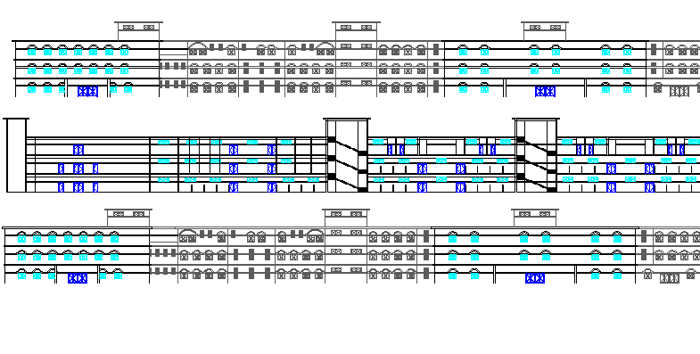 Four Flooring Multi-Specialty Hospital Elevation Details dwg file