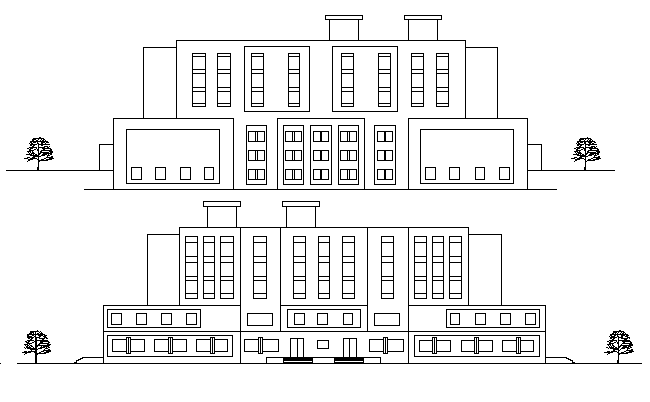 Four Flooring Multi-Specialty Hospital Elevation Details dwg file