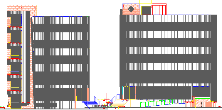 Four Star Hotel Architecture Design and Main Elevation dwg file