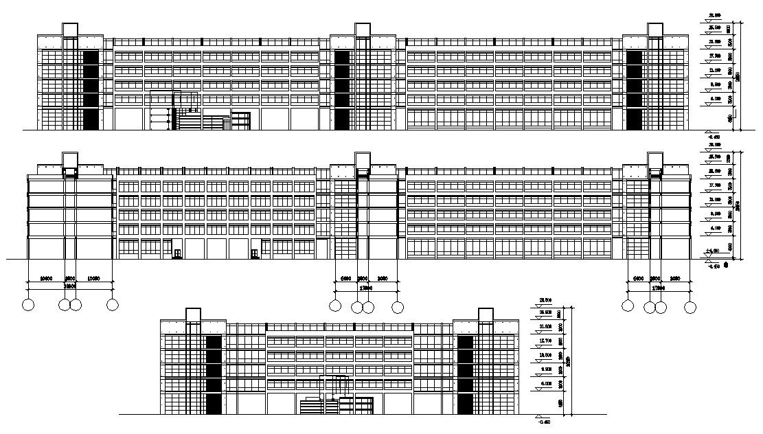 Four Story Commercial Complex Elevation AutoCAD File