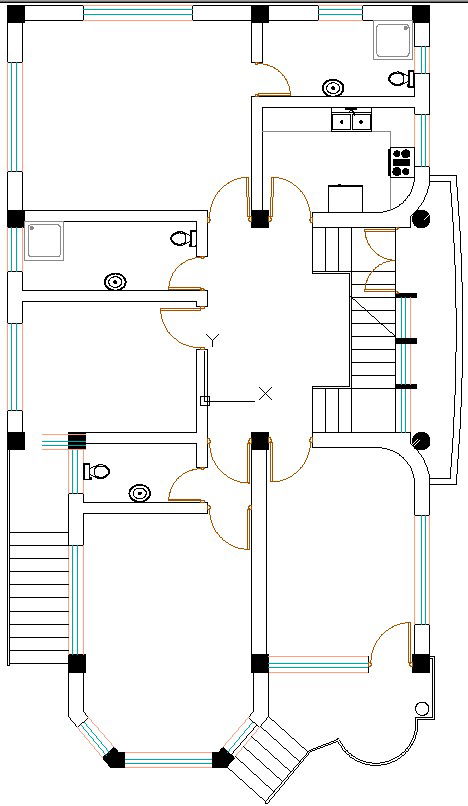 Four bedroom house architecture layout plan autocad dwg free download