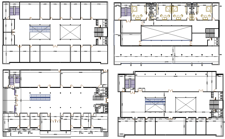 Four flooring shopping mall floor plan layout details dwg file