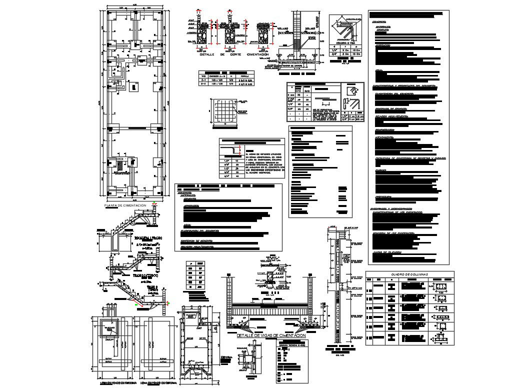 Four story housing building foundation and construction details dwg file