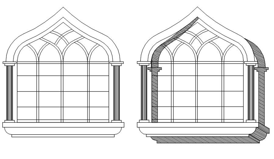 Four centered arch window design in detail AutoCAD drawing, dwg file, CAD file