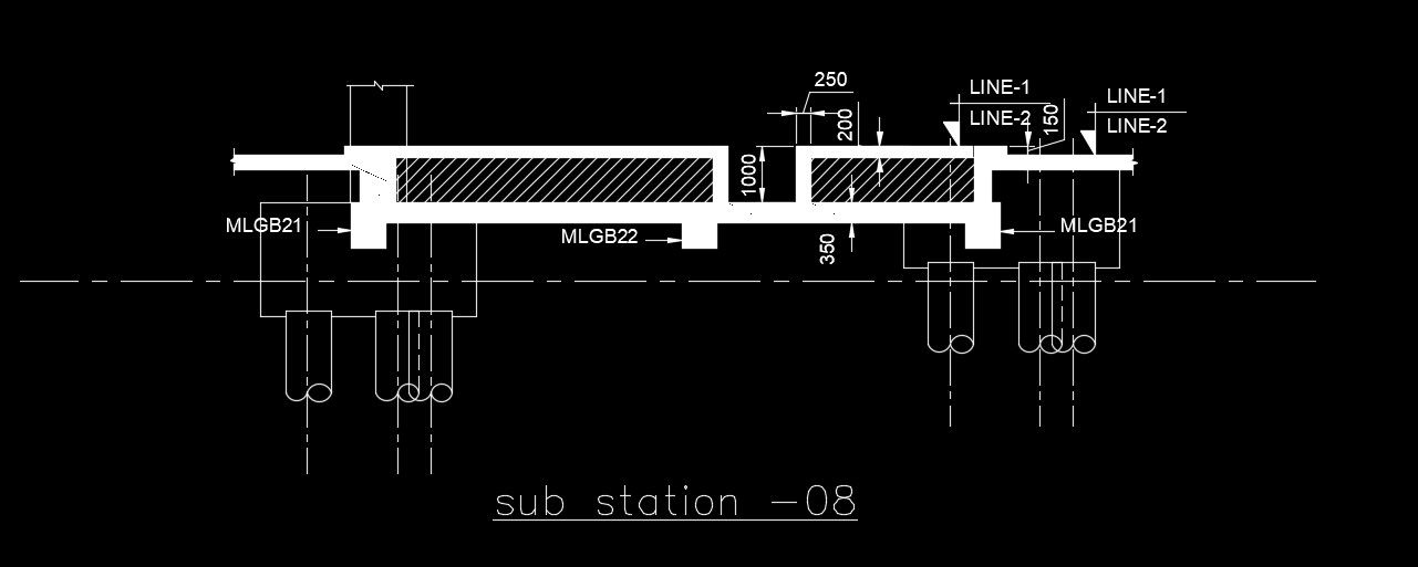 Four pile cap design AutoCAD drawing is given in this file
