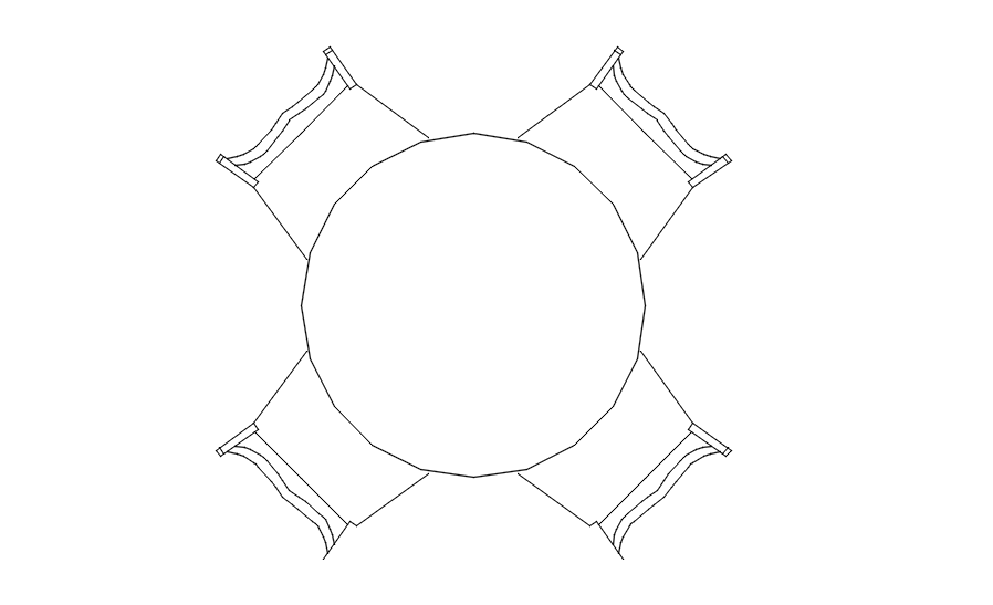Circular Four-Seater Table CAD Block DWG for AutoCAD Use