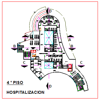 Fourth floor layout of Fully covered hospital layout in Corporate building