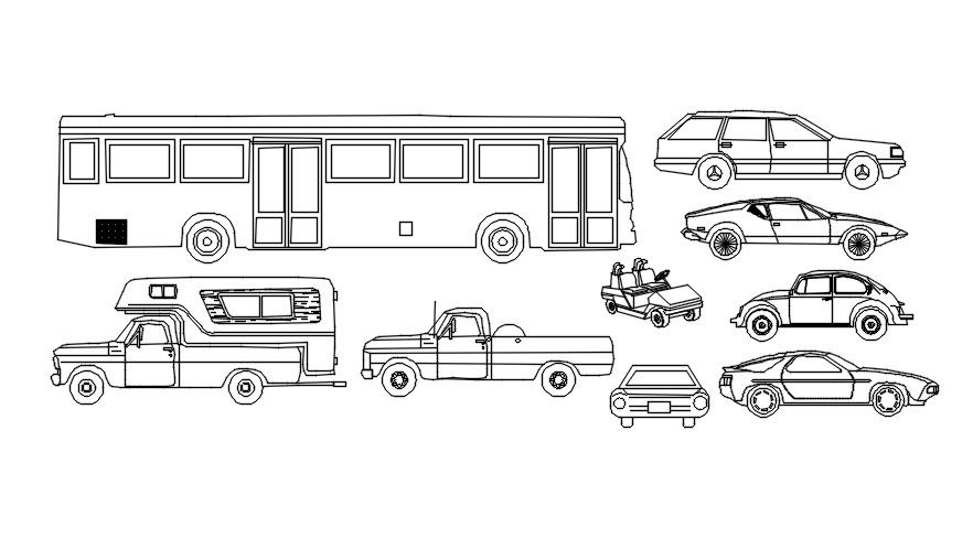 Four wheeler vehicles design in AutoCAD 2D drawing, dwg file, CAD file