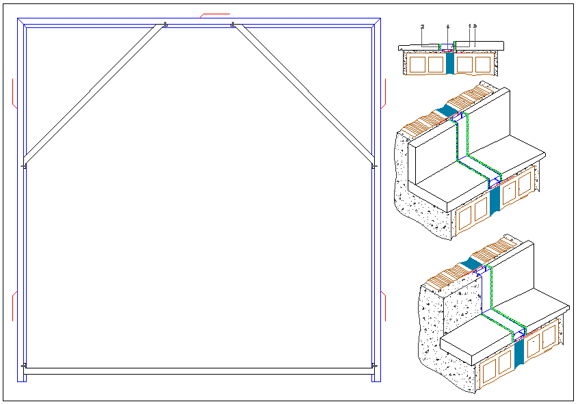 Frame detail design with mounting structure section sizes layout