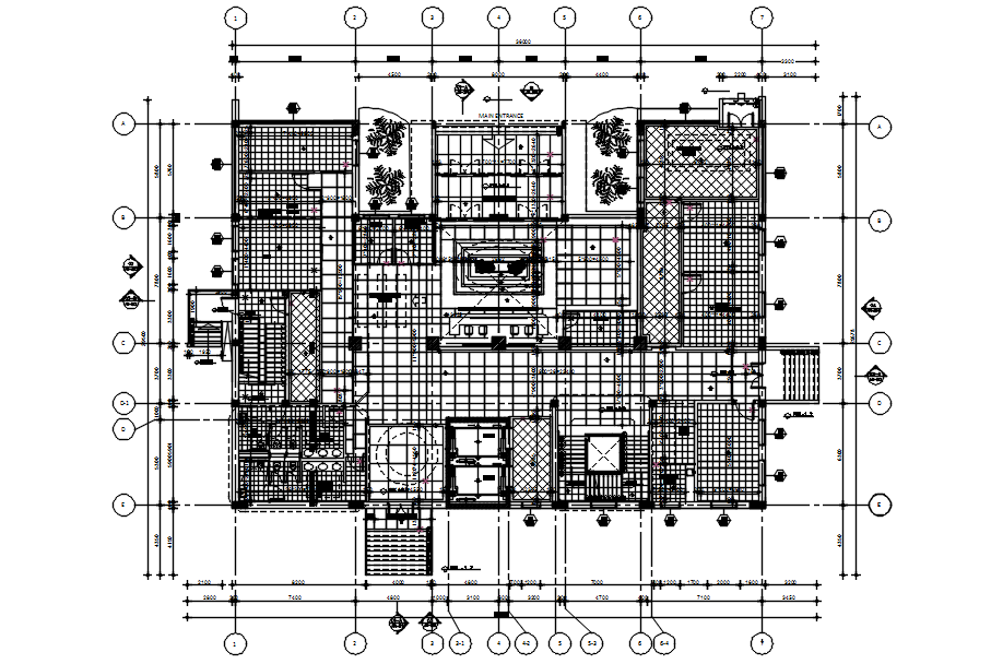 Frame plan of club house in detail AutoCAD drawing, dwg file, CAD file