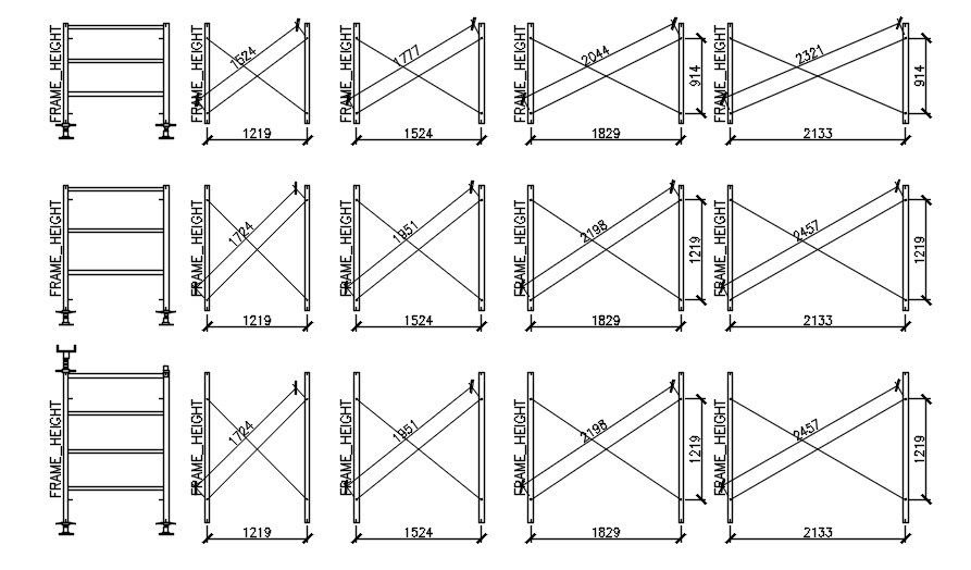 Frame structure design in detail AutoCAD drawing, dwg file, CAD file
