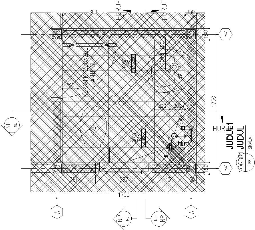 Frame structure of Top view of toilet