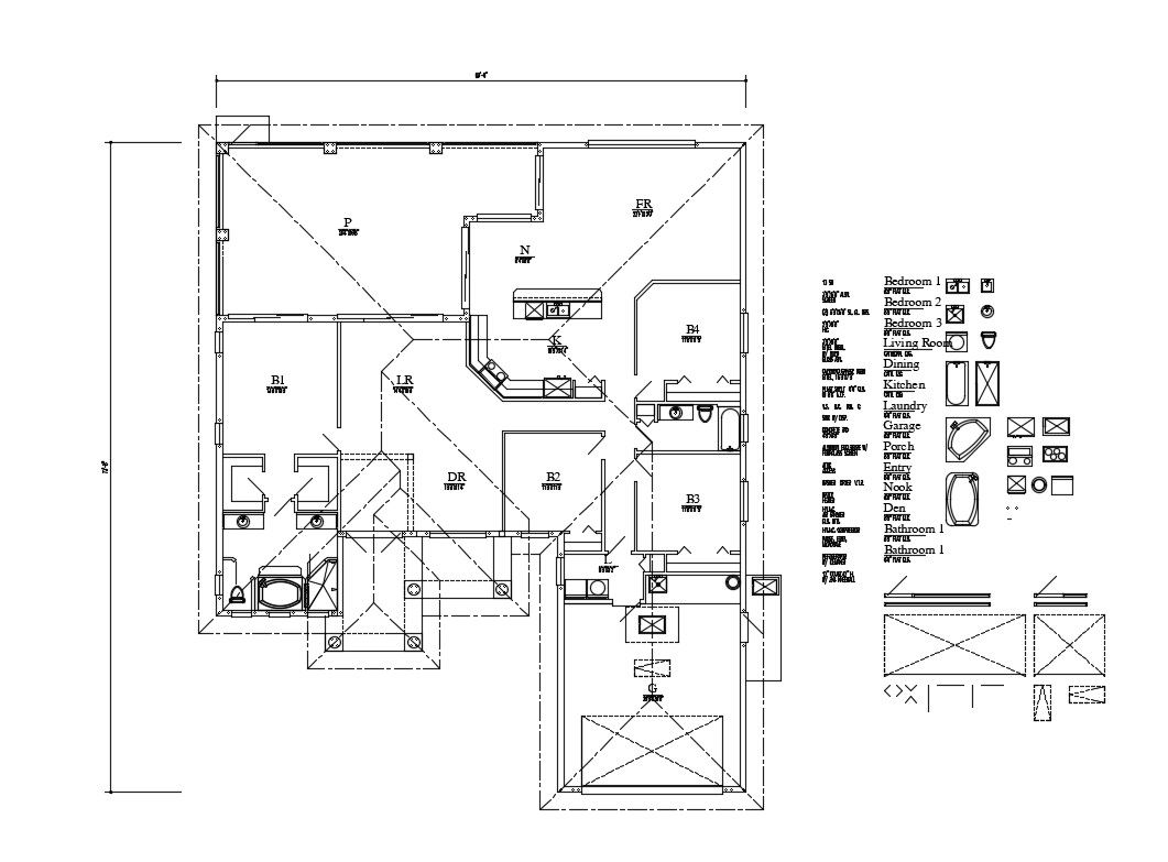 Framing plan and plan details of one family house dwg file