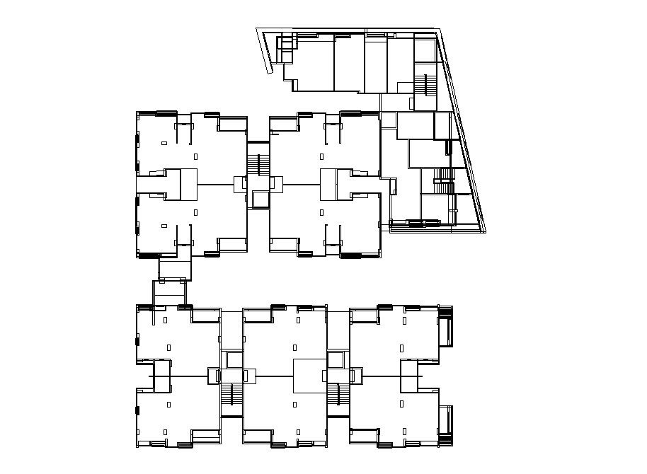 Framing plan details of apartment building dwg file