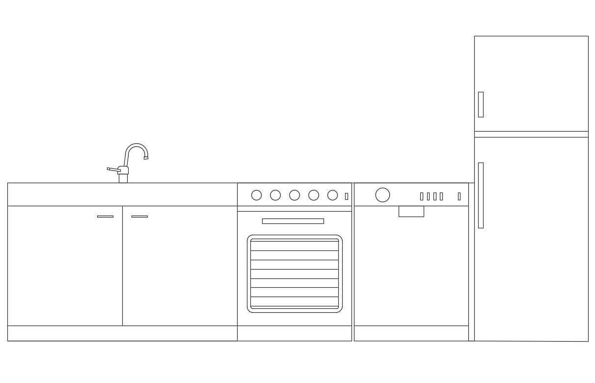 Free Download 2D CAD Drawing Of Kitchen Platform Elevation AutoCAD File