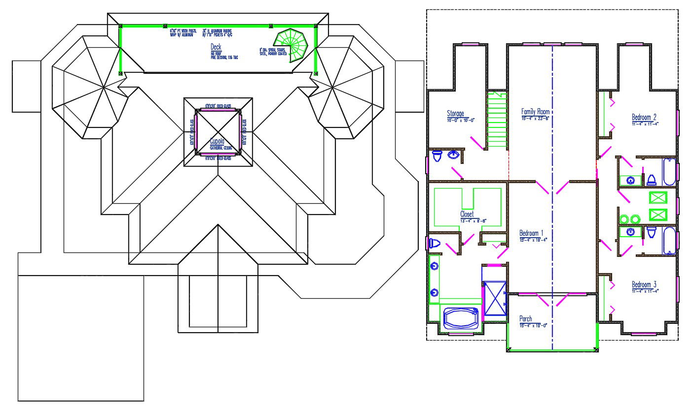 Free Download 3 Bedroom Bungalow Design With Terrace Plan AutoCAD File