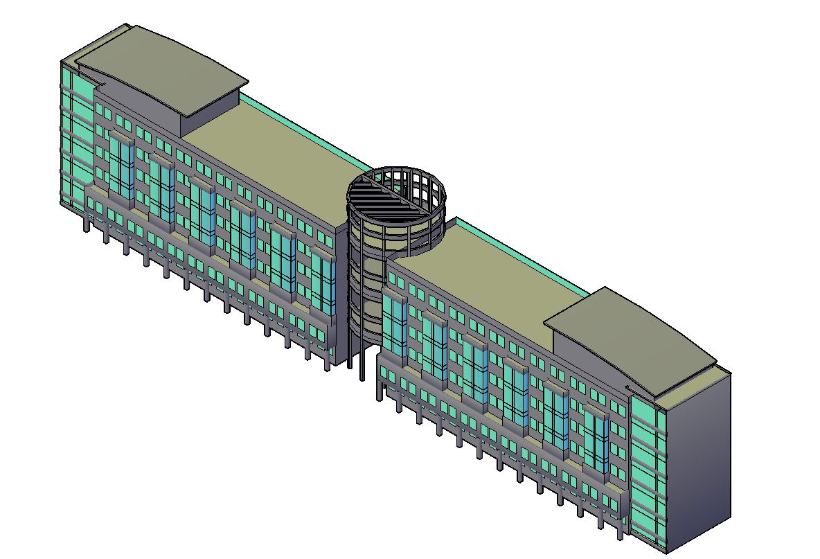 Commercial Building 3D Structure with AutoCAD Layout Drawing files