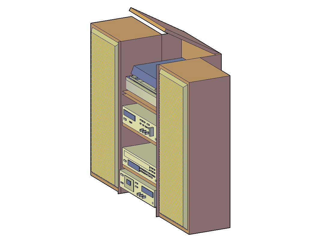 Free Download 3D Wooden Cabinet With Both Side Wardrobe Design AutoCAD File