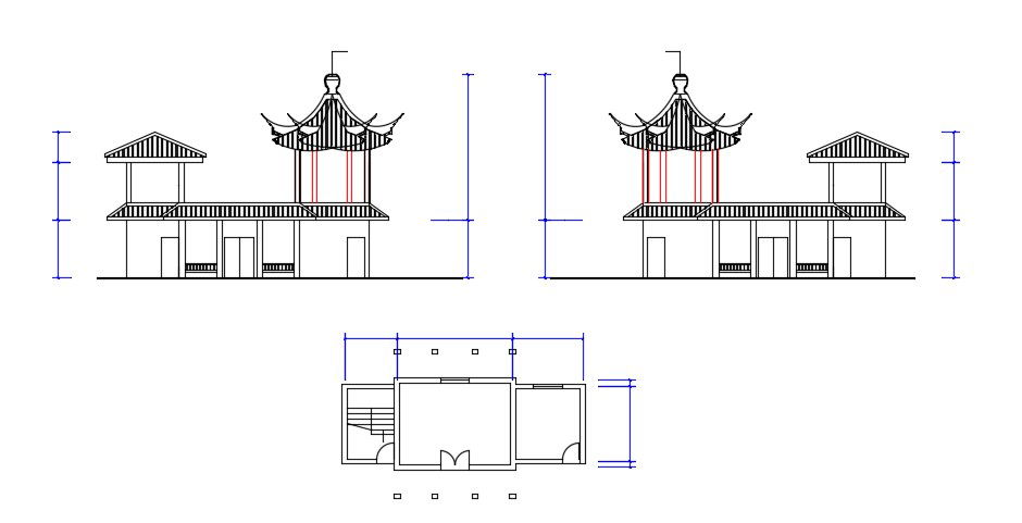 Free Download Architecture Design Of Chinese Pagoda DWG File