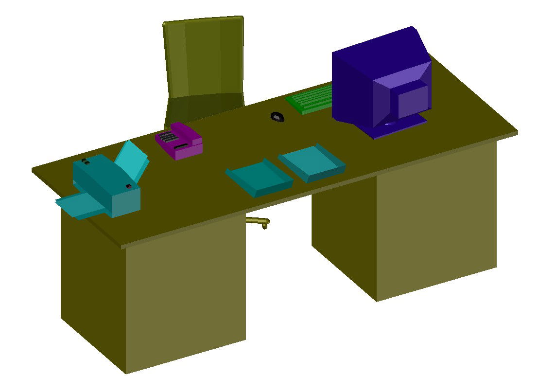 Free Download AutoCAD 3D Drawing Of Computer Table DWG File