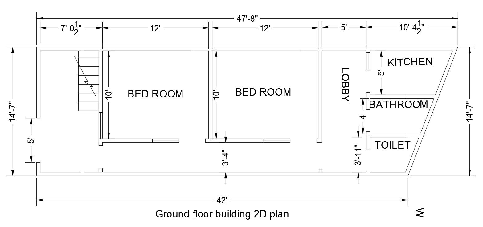 Free Download Best Two BHK House Planning With Working Dimension Autocad File