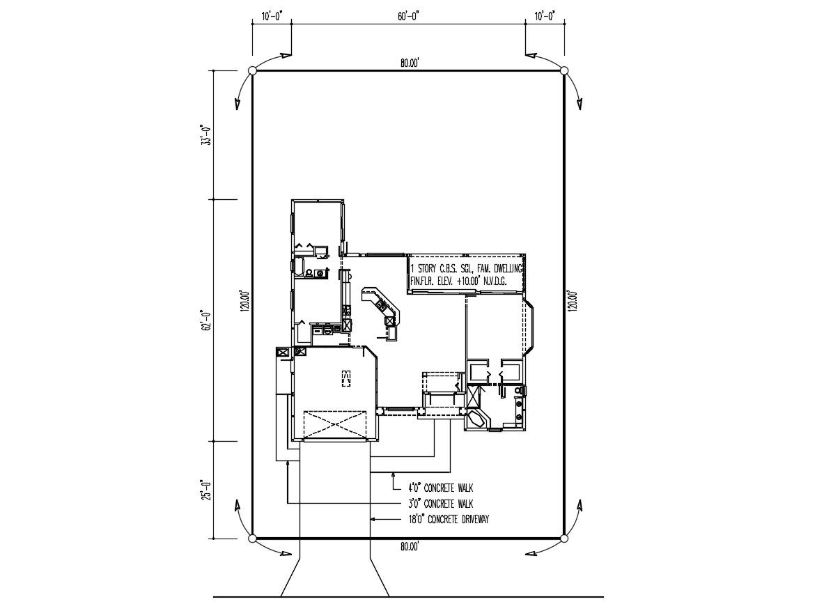 Free Download Bungalow Floor Plan With Dimension CAD DWG File