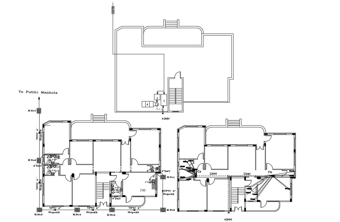 Free Download Bungalow Plumbing Design CAD Drawing