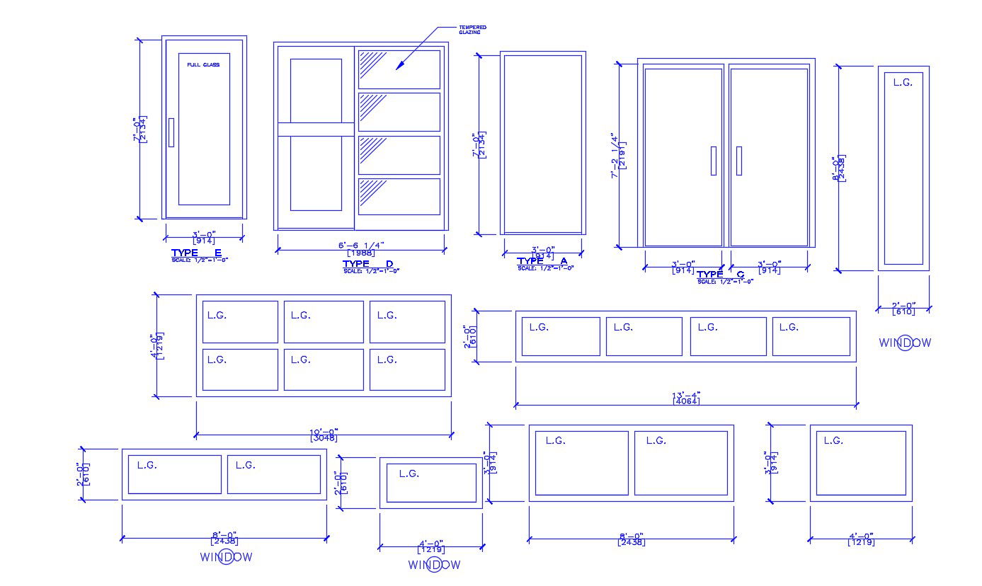 Free Download CAD Drawing Of Doors and windows Elevation AutoCAD