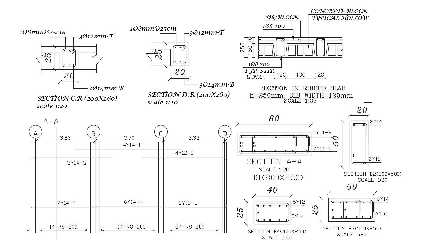 Column and Beam Section DWG File for Structural CAD Drawing Design