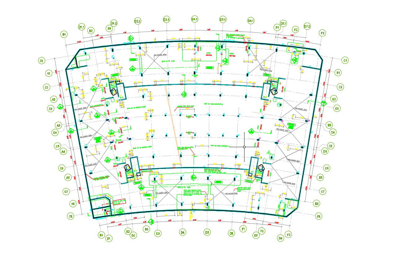 Free Download Column Layout Plan With Working Drawing AutoCAD File 