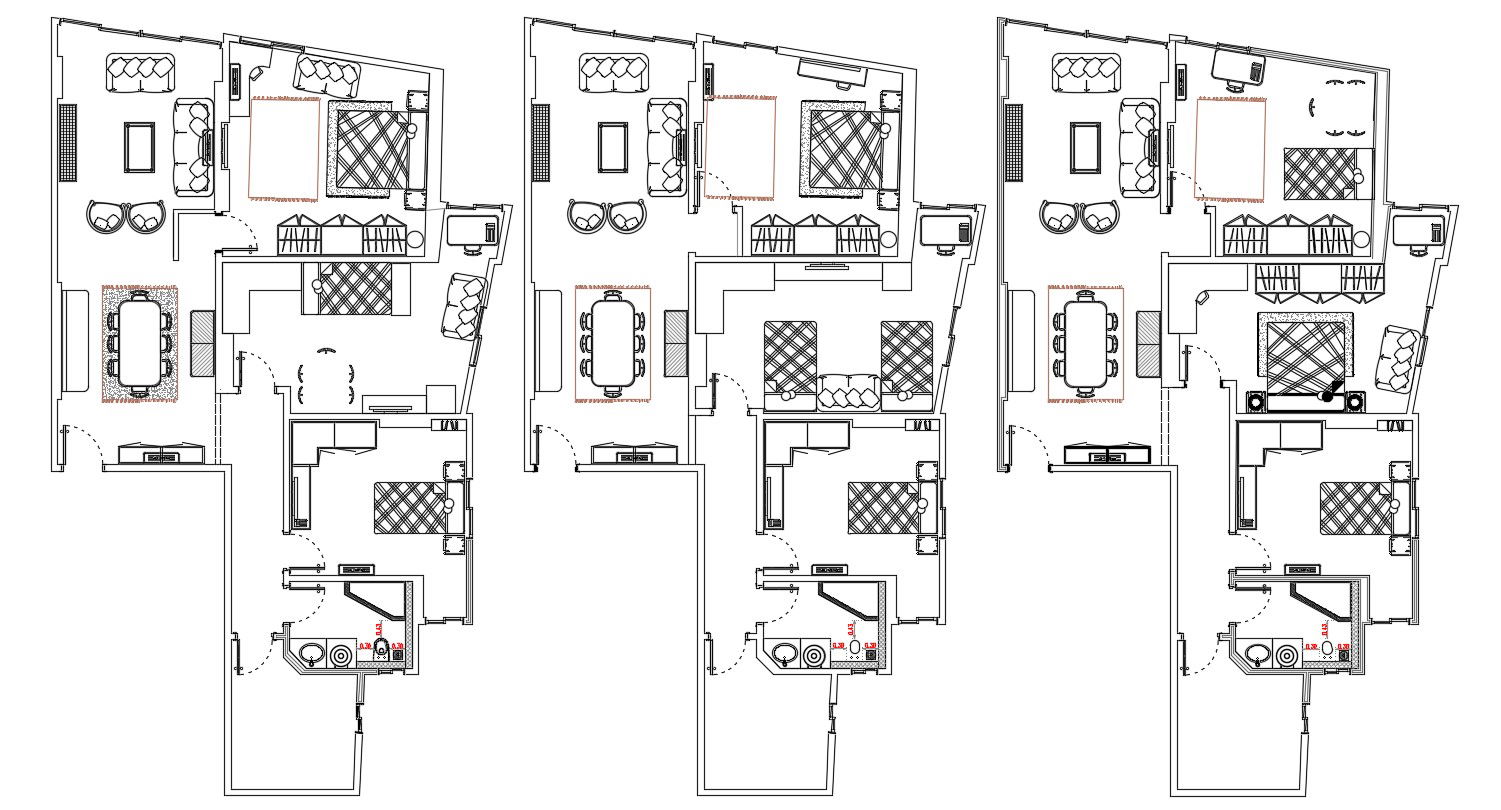 Free Download Different Furniture Lay Out Of Bungalow AutoCAD File