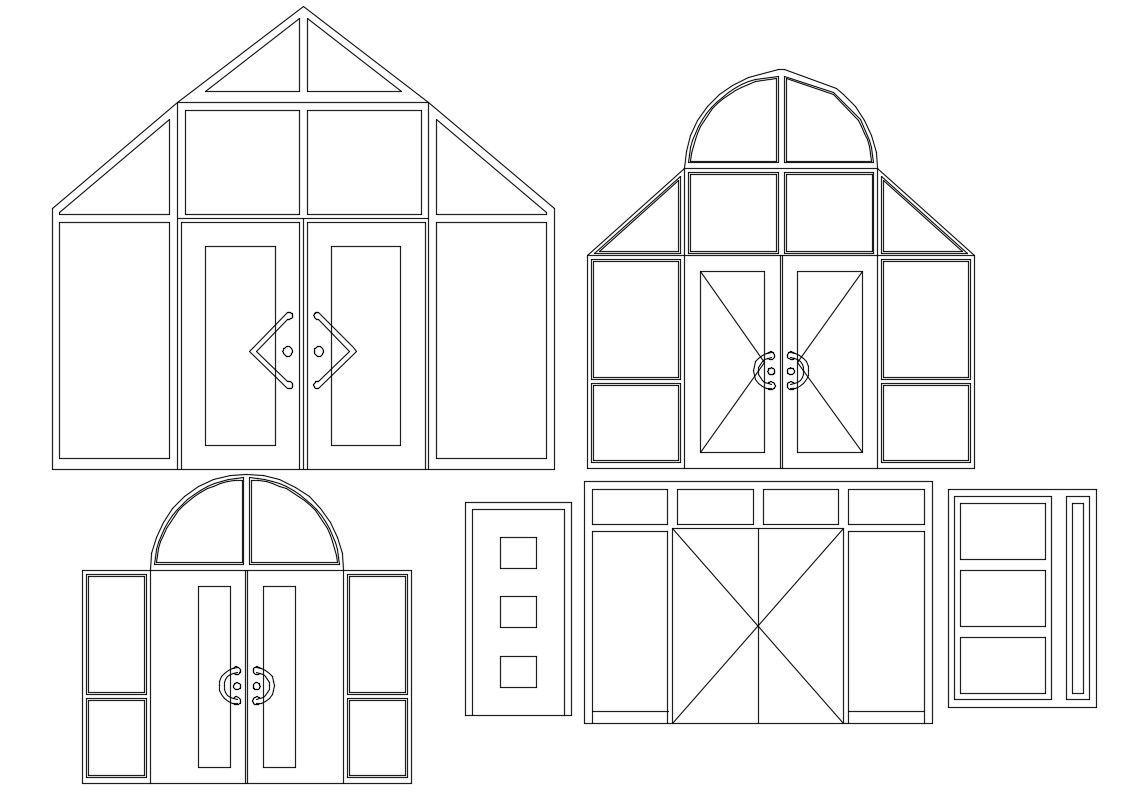 Free Download Different Types Wooden Door Window Design AutoCAD File