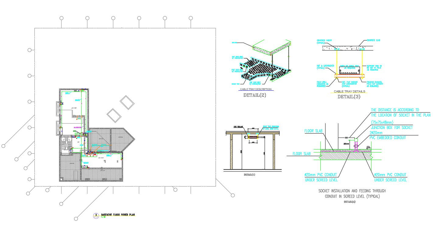 Free Download Electricity Plans Of Basement Floor AutoCAD File