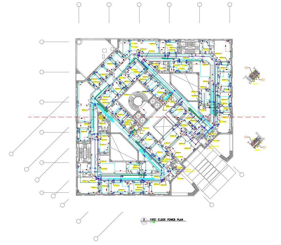 Free Download Electricity Plans Of First Floor AutoCAD File