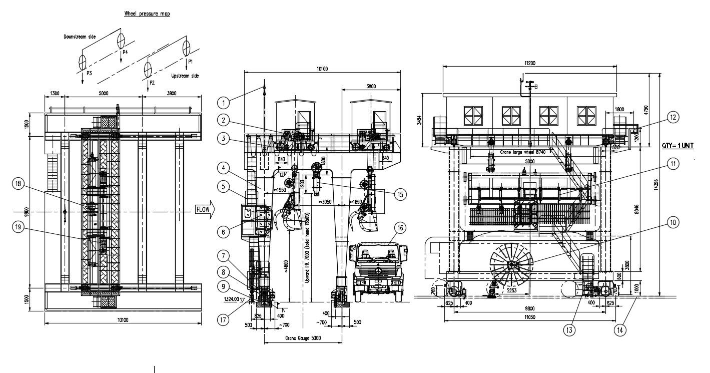 Free Download Grab Bucket Crane With Dimension AutoCAD File