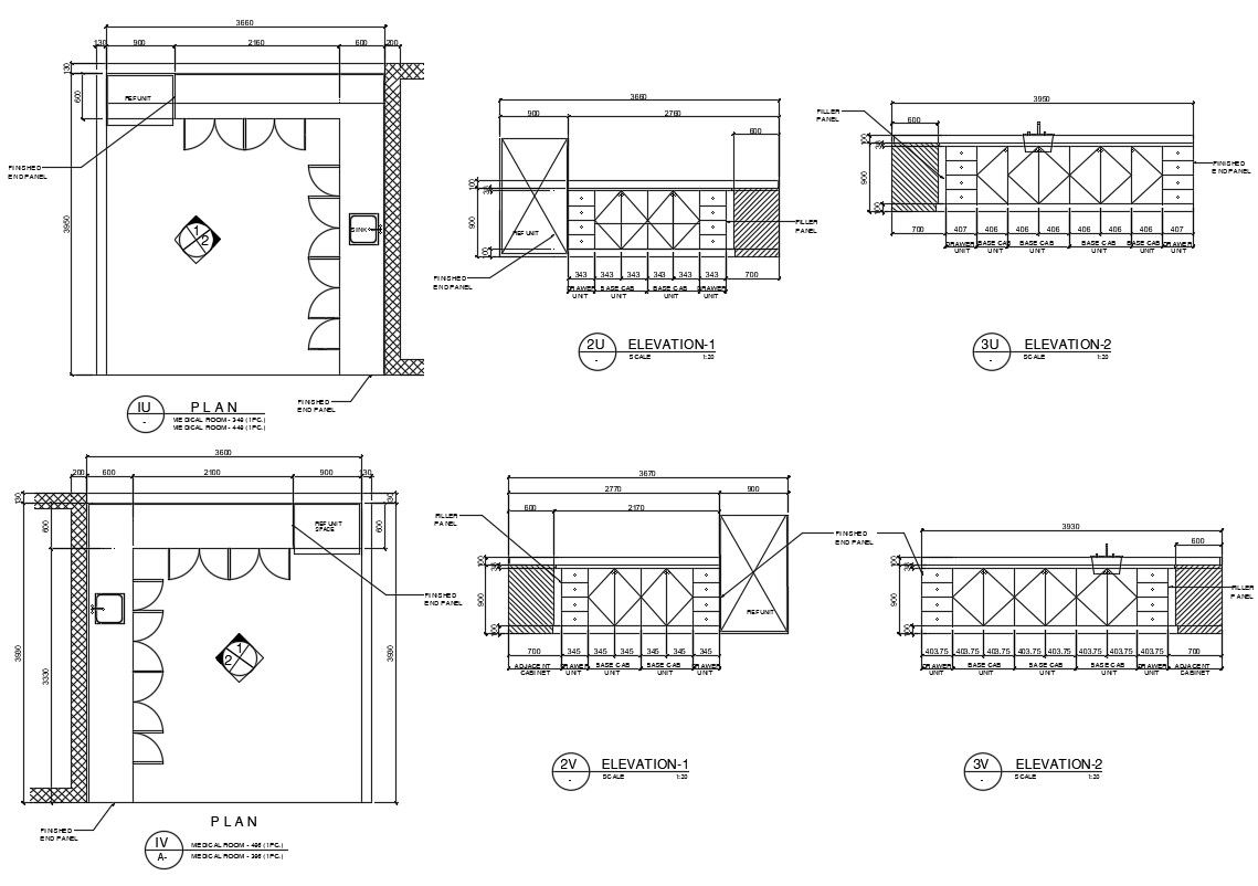 Free Download Kitchen Cabinet Plan And Elevation Design DWG File