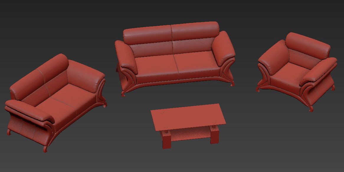 Free Download Leather Sofa With Center Table 3D Model
