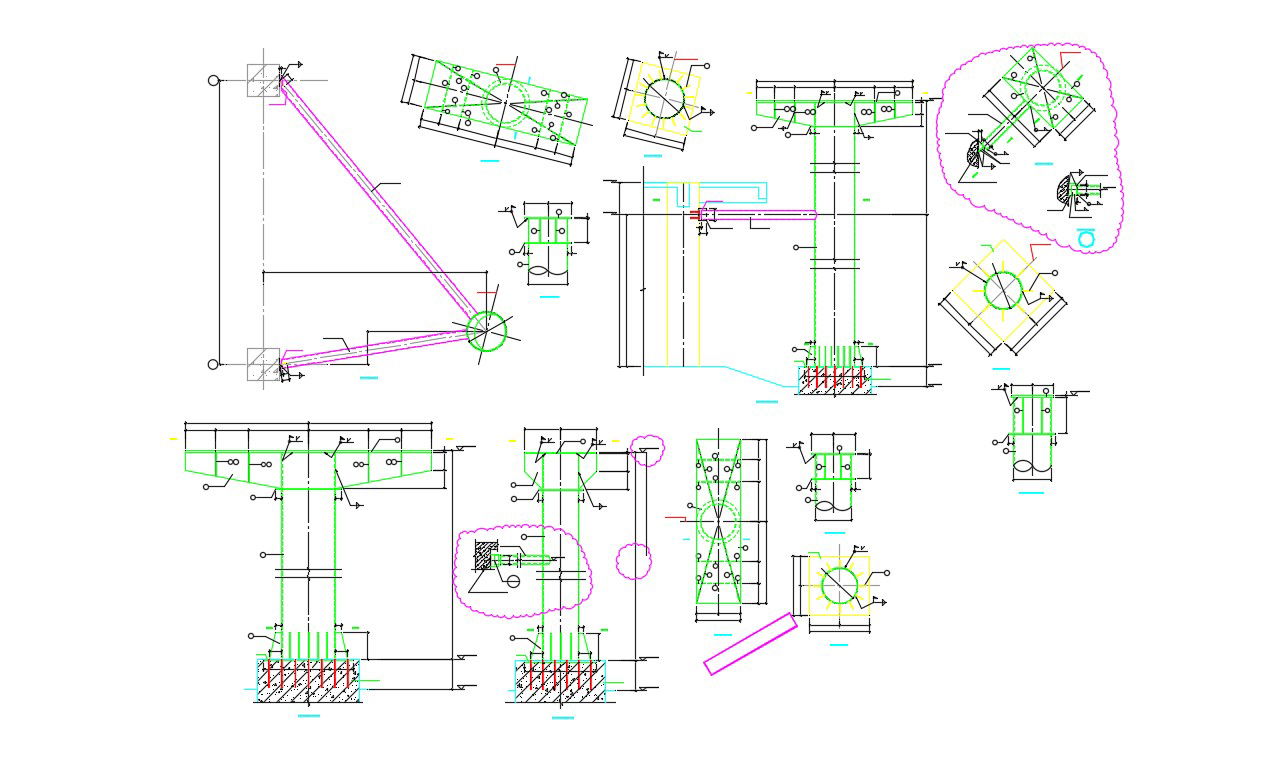 Free Download MS Structural Column Design With Fixing On RCC Member AutoCAD File