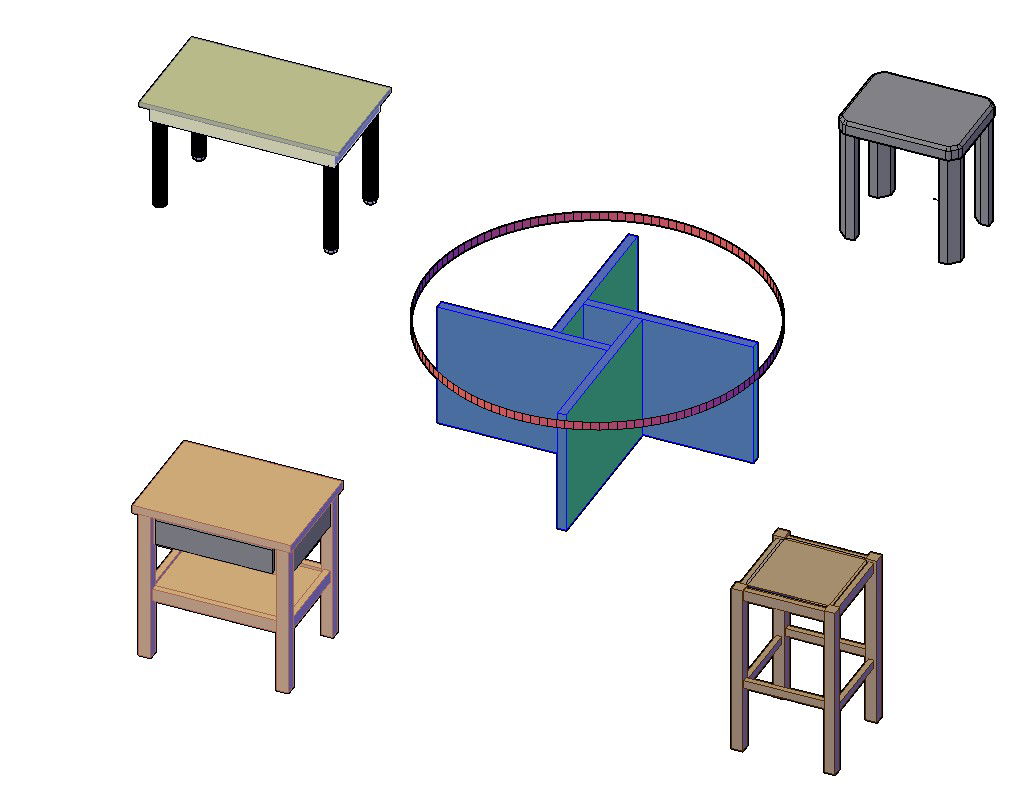 Free Download Many Different Types OF Wooden Tables With Basic Rendered 3D Drawing