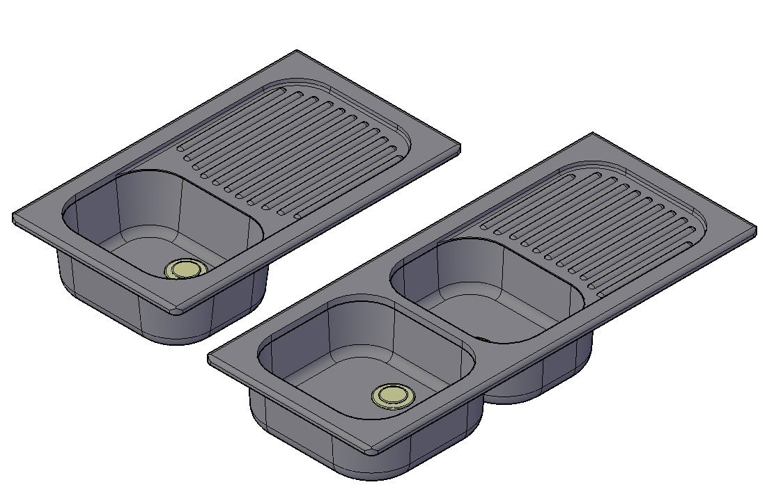 Free Download One And Two Bowl Kitchen Sink Rendered In 3D MAX File