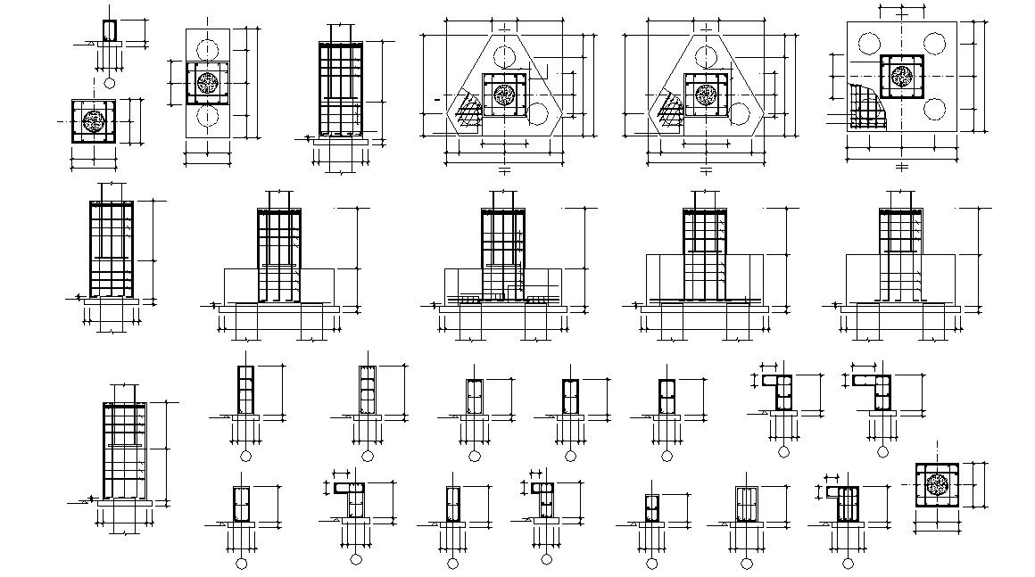 Piles & Plinth Beam CAD Model | Reinforcement Design DWG